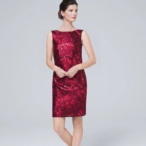 White House Black Market Sequin Shift Dress in Red Rose